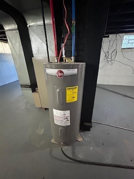 utility room featuring electric water heater