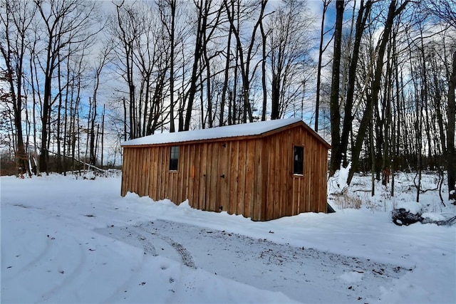 view of snow covered structure