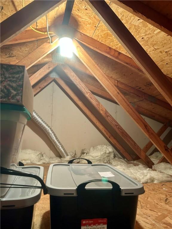 view of unfinished attic