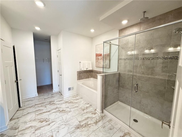 bathroom with plus walk in shower