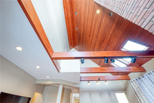 details with beam ceiling and wooden ceiling