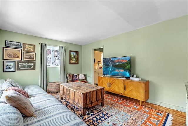 living room with hardwood / wood-style floors