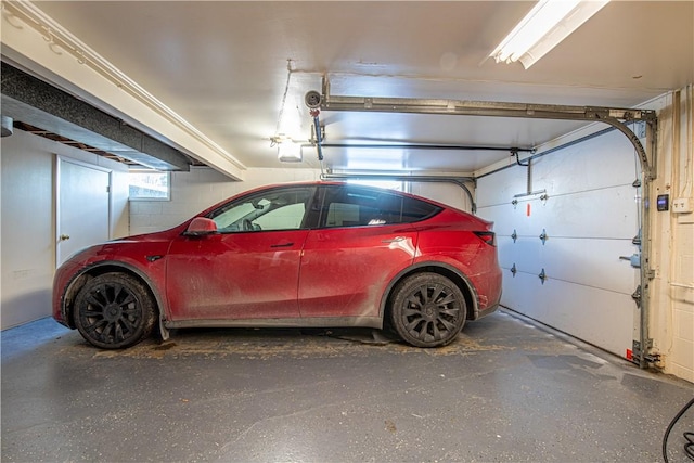 garage with a garage door opener