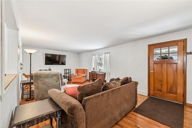 living room with light wood-type flooring