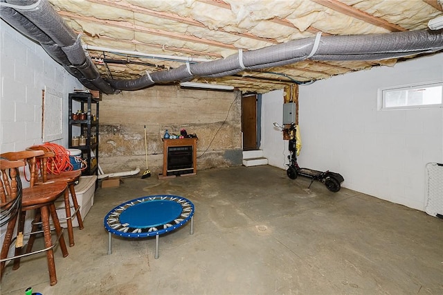 basement with electric panel