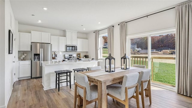 dining room with light hardwood / wood-style floors