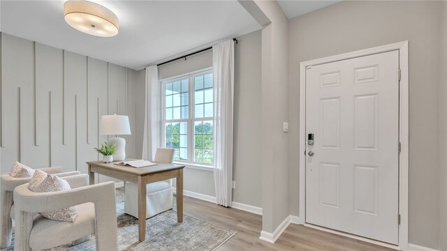 office area featuring light hardwood / wood-style flooring