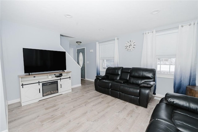 living room featuring light hardwood / wood-style flooring