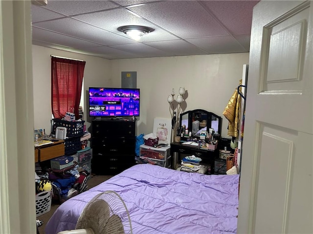 bedroom with a drop ceiling