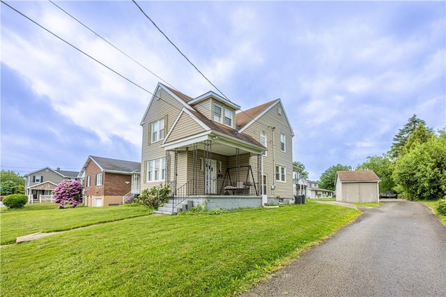 4 Hookton Ave, South Union Twp, PA 15401 - view of front of property featuring a front yard, central AC unit, and a porch