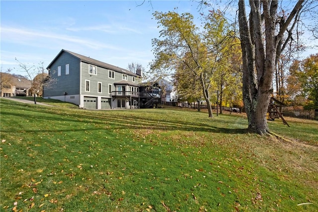 view of yard with a deck