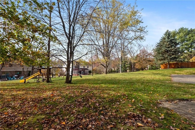 view of yard with a playground