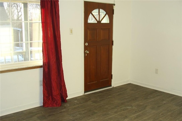 foyer entrance with dark hardwood / wood-style floors