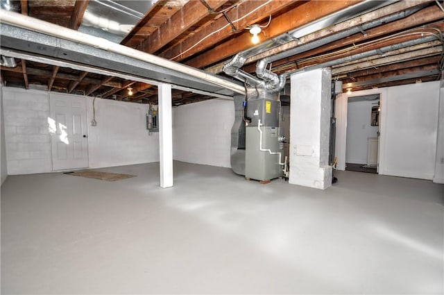 basement with heating unit