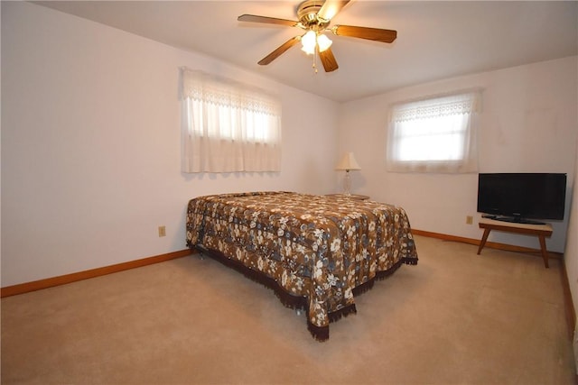 bedroom featuring carpet flooring and ceiling fan