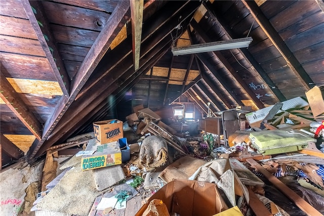 view of unfinished attic