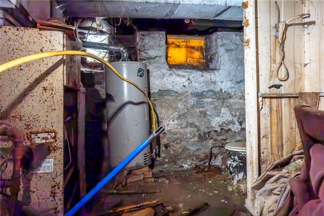 utility room with water heater