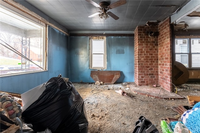 misc room with ceiling fan