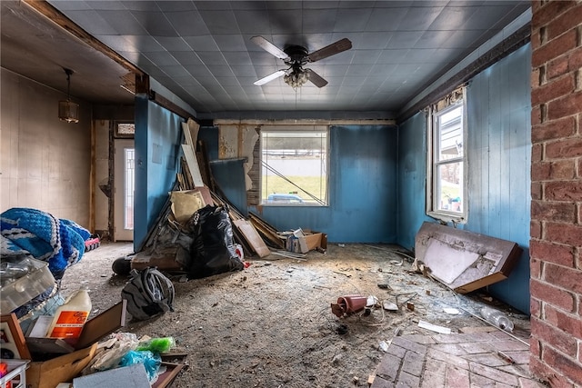 miscellaneous room with plenty of natural light and ceiling fan