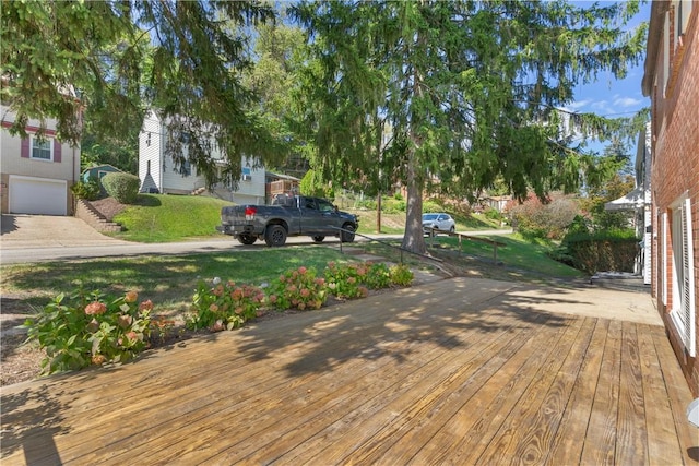 deck with a lawn