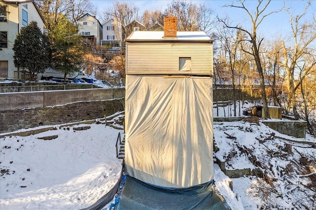 view of snow covered exterior