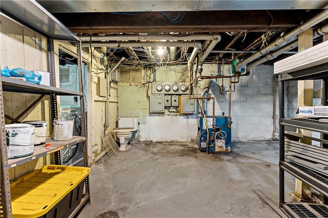 basement with electric panel