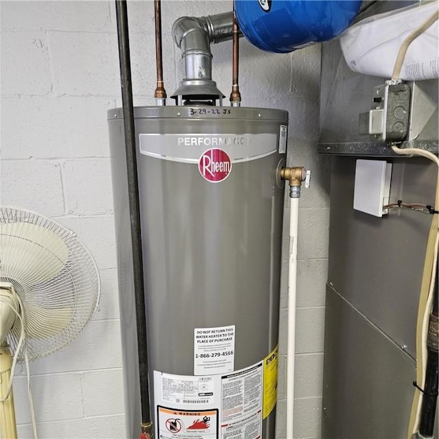 utilities featuring gas water heater