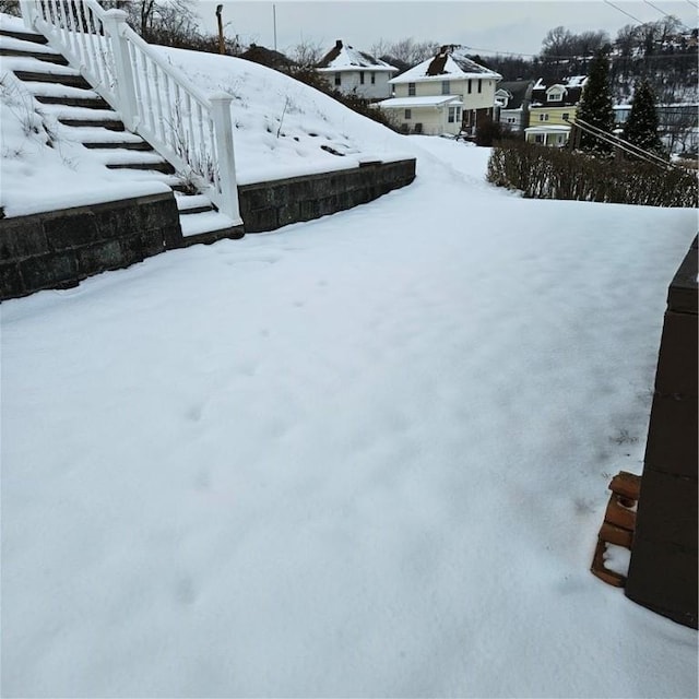 view of yard covered in snow