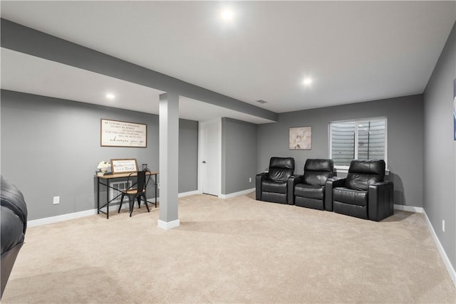 view of carpeted home theater room