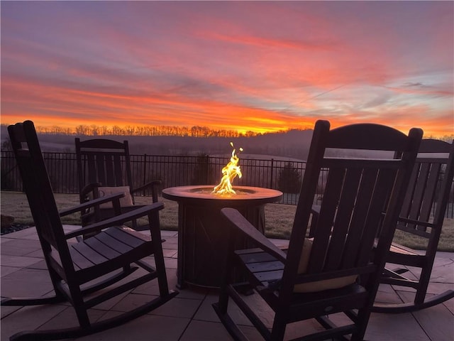 exterior space with a fire pit