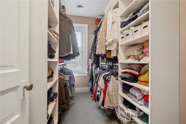 spacious closet with carpet flooring