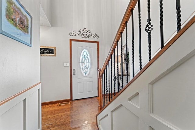 foyer with light wood-type flooring