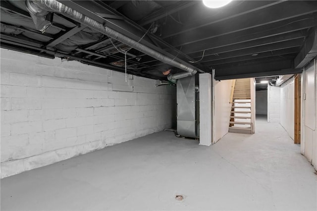 basement with heating unit