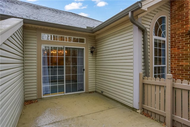 entrance to property with a patio area