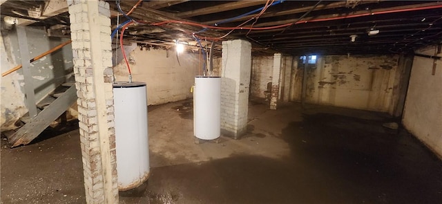 basement with water heater