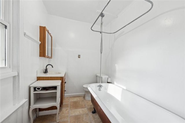 full bathroom with vanity, shower / bath combination, and toilet