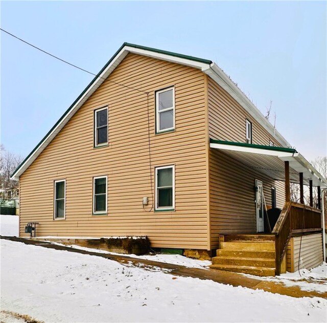 view of snowy exterior