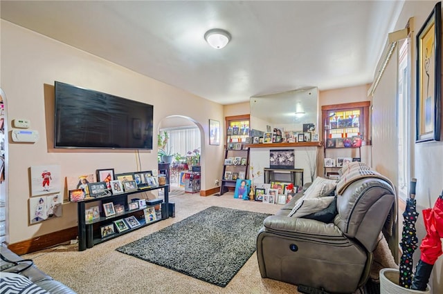 living room with carpet