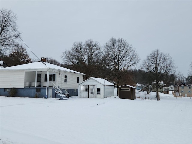 exterior space with a storage unit