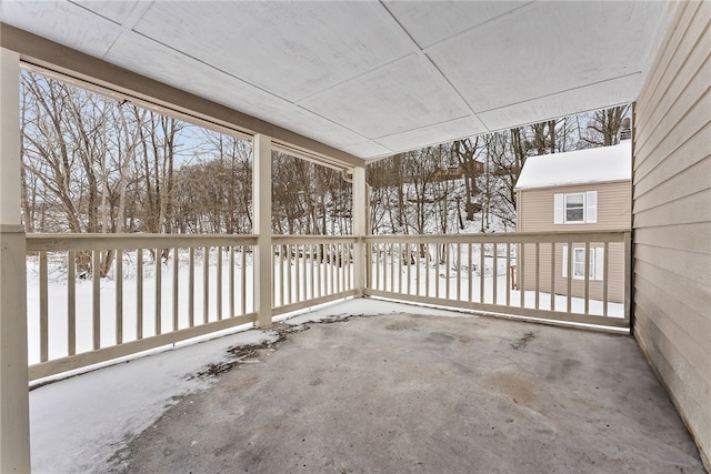 view of unfurnished sunroom