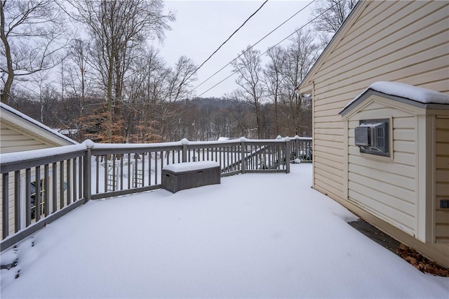 view of snow covered deck