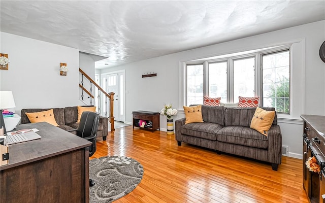 living room featuring light hardwood / wood-style floors