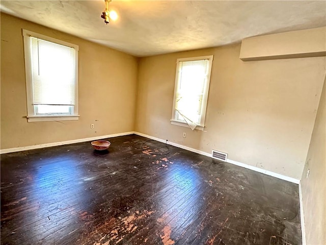 spare room with a healthy amount of sunlight and wood-type flooring