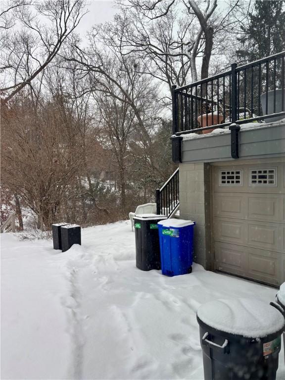 view of snow covered property