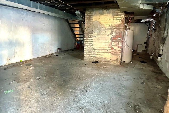 basement with gas water heater