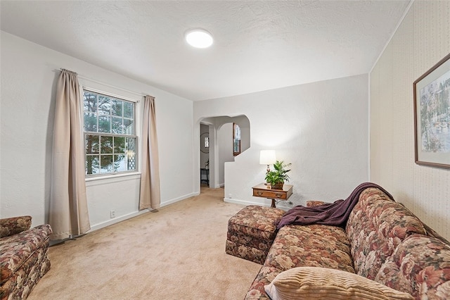 living room with light colored carpet