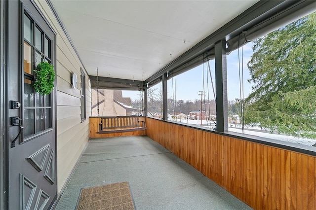 view of unfurnished sunroom