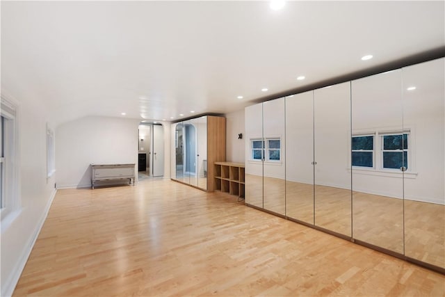 interior space with light hardwood / wood-style floors