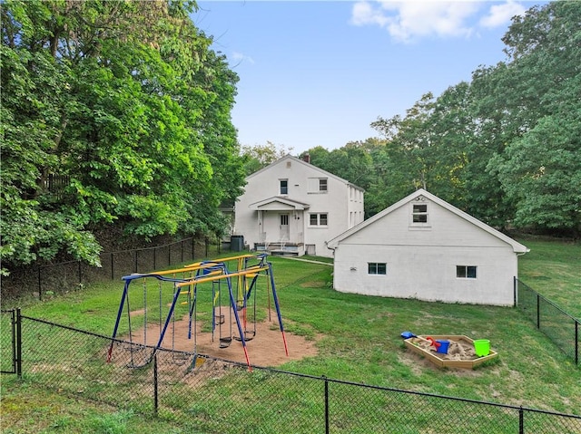 view of play area with a lawn