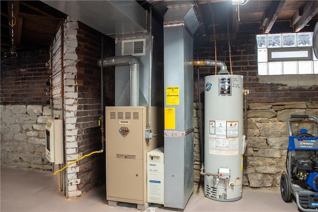 utility room with water heater